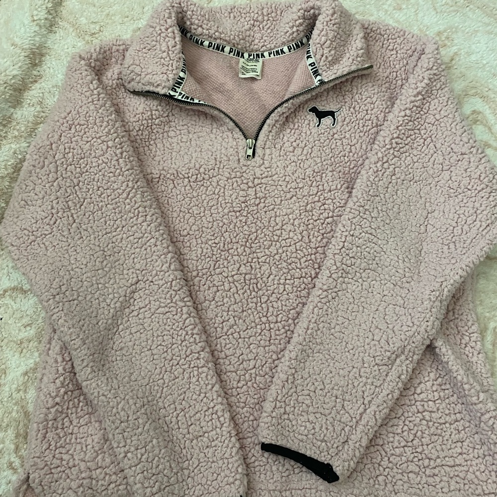 pink sherpa quarter zip